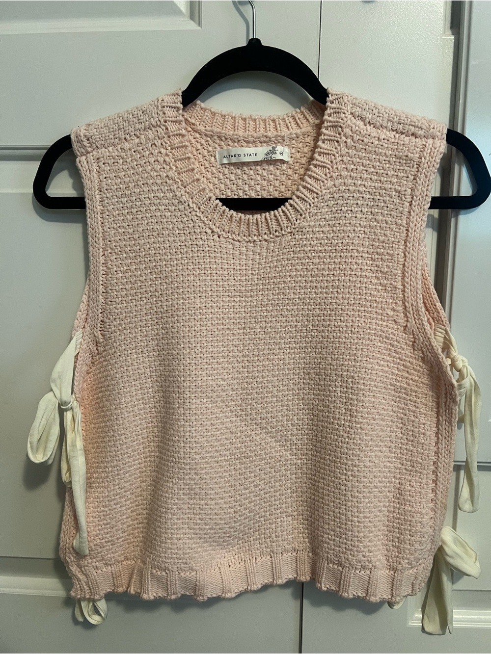 Women’s Altar’d State Pink Crop Sweater Top Tie Sides Medium